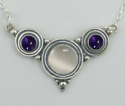 Sterling Silver Gemstone Necklace With White Moonstone